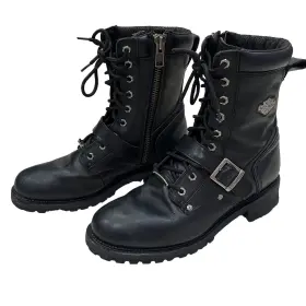94344 Harley-davidson Leather Motorcycle Riding Boots Black Mens Size 11.5