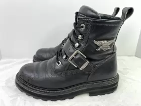95147 Harley-davidson Motorcycle Boots Black Leather Mens Size 8 Us Distressed