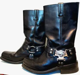 98408 Harley Davidson Harley-davidson Mens Eagle Harness Leather Motorcycle Boots Black Sz 10.5