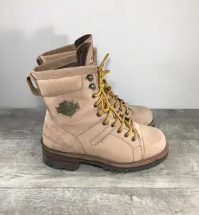 99902 Harley-davidson Vtg Logger Emblem Logo Mens Motorcycle Biker Boots Size 8