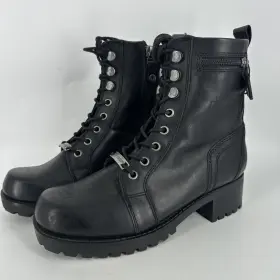 D84330 Harley-davidson Keeler Womens Black Leather Motorcycle Boots Size 7w