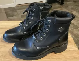 D84399 Harley-davidson Womens Shawnee Lace And Zip Black Motorcycle Boots Size 9m