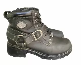 D84424 Harley-davidson Tegan Womens Size 6.5 Motorcycle Harness Boots Black Leather
