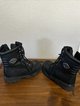 Db7005 Harley-davidson D87005 Women S Black Leather Riding Boots Size 8m Lace Zip Moto