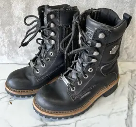 D87016 Harley-davidson Tyson 7 Inch Leather Blk Motorcycle Boots Women Us Sz 6 M