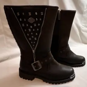 D87017 Harley-davidson Womens Brown Motorcycle Riding Boots Size 7 Worn Once Inside