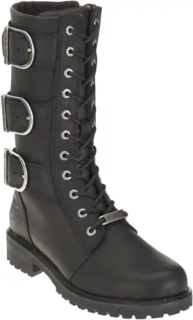 D87060 Harley-davidson Womens Kiley 9.5-inch Black Leather Motorcycle Boots 6.5