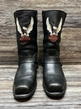 D93216 Harley-davidson Riding Boots Darren Eagle Black Leather Square Toe 10