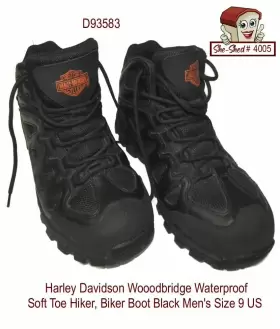 D93583 Harley-davidson Woodbridge Waterproof Soft Toe Hiker Biker Boot Black Mens Sz 9