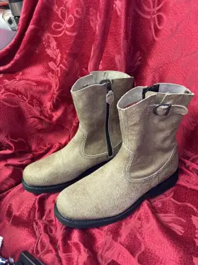 D93705 Harley-davidson Men S Tan Suede Leather Zipper Motorcycle Boots Sz 13 D