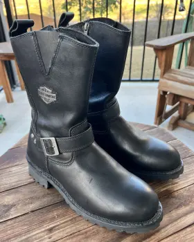 D96155 Harley-davidson Mens Black Leather Motorcycle Boots Size 9.5 M
