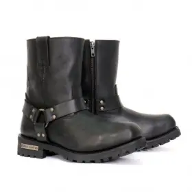 Btm1004 Hot Leathers 192359126699 Mens Black 8-inch Short Harness Leather Boots With Lug
