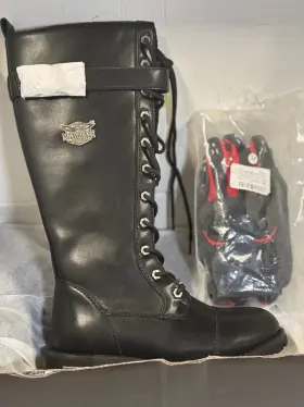 Btl1005 Hot Leathers 192359130061 Ladies 14-inch Knee-high Leather Boots With Cycling Gloves