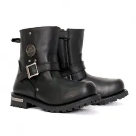 Btm1008 Hot Leathers 192359809776 Mens Black 8-inch Round Toe Engineer Leather Boot With Lug Btm1008 Hot Leathers 192359809776 Mens Black 8-inch Round Toe Engineer Leather Boot With Lug