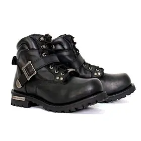 Btm1007 Hot Leathers 192359883059 6 Inch Logger Leather Boots With Adjustable Buckle Black Mens
