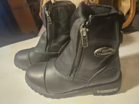 Btl1002 Hot Leathers Btl1002-black-10 Ladies Black 6-inch Double Zip Cap Toe Leather Boots 8 1/2