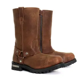 Btm1001-brown-9.5 Hot Leathers Men S Leather Motorcycle Boots Brown 9.5 Btm1001 Mens Rust 11-inch
