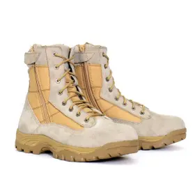Btm1013-tan-12 Hot Leathers Btm1013 Mens Tan Leather Swat Style Lace Up Boots With Zippers