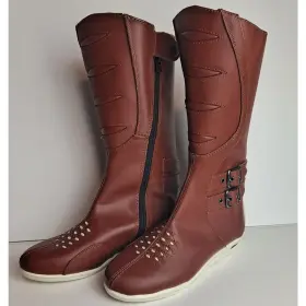 3403-0246 Icon 7. Sacred Heart 12 Inch Tall Motorcycle Riding Boots Brown Womens 5
