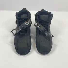 3403-0774 Icon Super Duty Short Black Motorcycle Boots Lace Up Buckle Strap Size 10