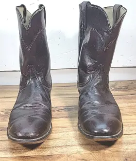 62117 Laredo Black Biker Style Cowboy Boots Size 14 D In Good Condition Made Usa