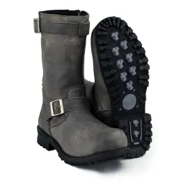 Bos49000-distressed-gry-9 M-boss Apparel Bos49000 Mens Classic 12-inch Distress Grey Harness Leather