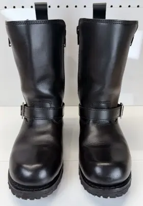 Bos-49004 M-boss Black Leather Motorcycle Boots Double Zip Men S 7.5 - Women 9
