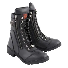 Milwaukee Leather 192359051120 Lace Up Motorcycle Biker Riding Boots With Side Zipper Entry - 9.5 Black Milwaukee Leather 192359051120 Lace Up Motorcycle Biker Riding Boots With Side Zipper Entry - 9.5 Black