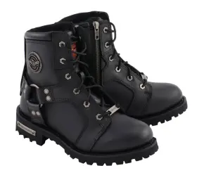 Milwaukee Leather 192359051229 Women S Black 8 Inch Lace Up Harness Boots With Side Zipper Entry