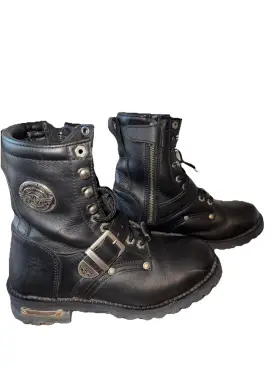 Mbl201 Milwaukee Leather Womens Black Buckled Lace-up Motorcycle Boots