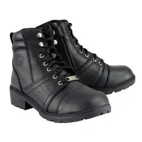 Mbl9300-blk-10.5 Milwaukee Leather Motorcycle Boots Lace Up Side Zipper 10.5 Mbl9300-10 Womens
