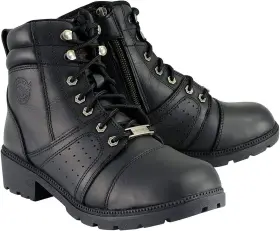 Mbl9300-blk-5 Milwaukee Leather Womens Black Lace-up Motorcycle Rider Boots Mbl9300-5 Size 5