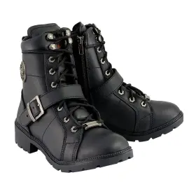 Mbl9325w Milwaukee Leather Womens Premium Black Lace-up Motorcycle B