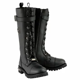Mbl9355w-blk-10.5w Milwaukee Leather Wide Width Biker Rider Boots 14 Inch Lace Up 10.5w Black Calf Mbl9355w-blk-10.5w Milwaukee Leather Wide Width Biker Rider Boots 14 Inch Lace Up 10.5w Black Calf