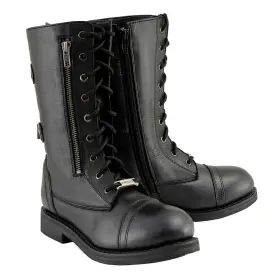 Mbl9369 Milwaukee Leather Womens Graze Black Lace-up Motorcycle Boots With