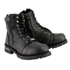 Mbm9000w-blk-14w Milwaukee Leather Men S Motorcycle Boots Lace Up Side Zipper 14 Wide Black Mens