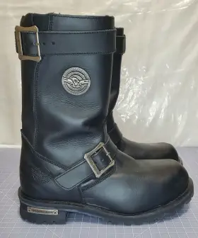 Mbm9020 Milwaukee Leather Mens Sz 8 11 Inch Classic Motorcycle Boots With Side Buckles Euc