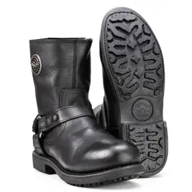Mbm9042 Milwaukee Leather Mens Black Ruf Short Harness Motorcycle Boots