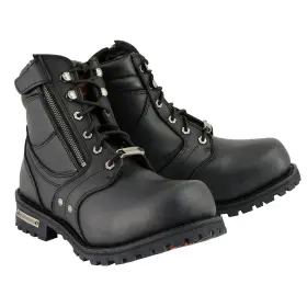 Mbm9050-blk-11 Milwaukee Leather Motorcycle Boots 6 Inch Lace Up Zipper Closure Black