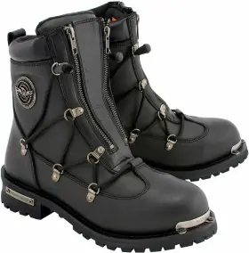 Mbm9075-7-blk Milwaukee Leather Mbm9075 Mens Black 6 Inch Plain Toe Dual Zipper Lock Boots 11 Wide