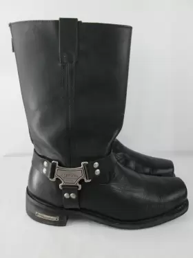 Mb410 Milwaukee Harness Motorcycle Boots Black Leather Mens 14ee Square Toe Zip