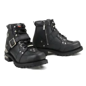 Mb433 Milwaukee Motorcycle Clothing Co. 192359239740 Mmcc Mens Road Captain Black Leather Biker Boots - Riding Footwear