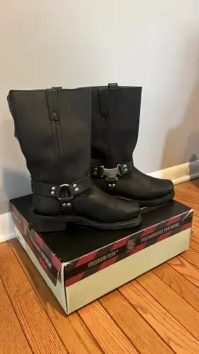 Mb210 Milwaukee Motorcycle Co. Womens Black Leather Classic Harness Boot Us 8.5