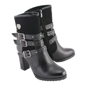 Mbl9433 Milwaukee Performance 192359028085 Leather Womens Black Triple Buckle Strap Fashion Riding Bo