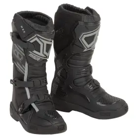 208-274-0011 Msr Motocross Boots Youth Size 2 Black Steel Shank Adjustable Buckles Rugged