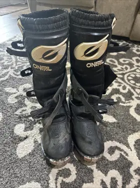 0344-010 Oneal O Neil Riding Boots Size 10 Mens Dirtbike Trail Black And White