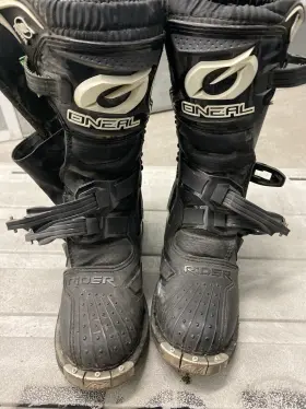 0336 Oneal Mx Kids K10 Rider Pro Motocross Offroad Race Boots Black Youth Size Uk 37