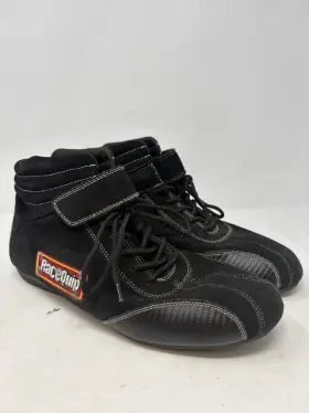 Po4-1579 Racequip Euro Carbon-l Black Suede Racing Shoes Us 11 Sfi Mid-top Men S Used