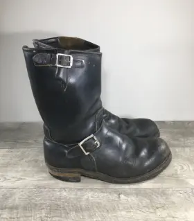 2268 Red Wing Shoes Vintage Steel Toe Black Leather Engineer Biker Boots Size 10