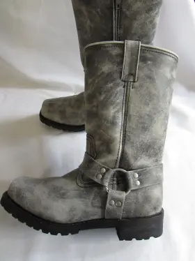 1442sbk Ride Tecs Tech Leather Motorcycle Work Boots Oil Resistant Stonewash Harness Sz 9.5